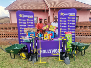 hollywoodfoundation-1. Hollwood Foundation and representatives from Malatsi Foundation with the gardening equipmentMalatsi Foundation grateful for Corporate Social Investment (CSI) support from the Hollywood FoundationCorporate Social Investment Programme