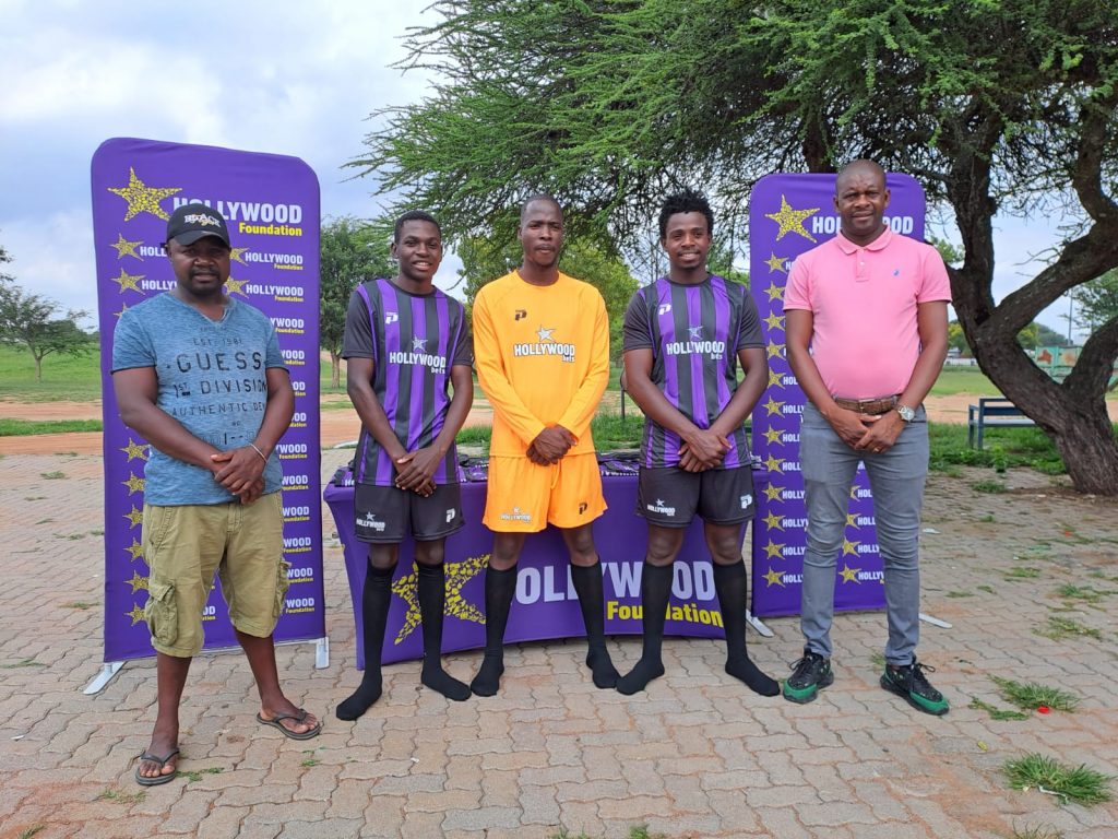 hollywoodfoundation-1. Players from Madonsi Brave Hunters with the soccer kit contributionMadonsi Brave Hunters grateful for soccer sponsorship from the Hollywood FoundationHollywoodbets iBranch MASTER
