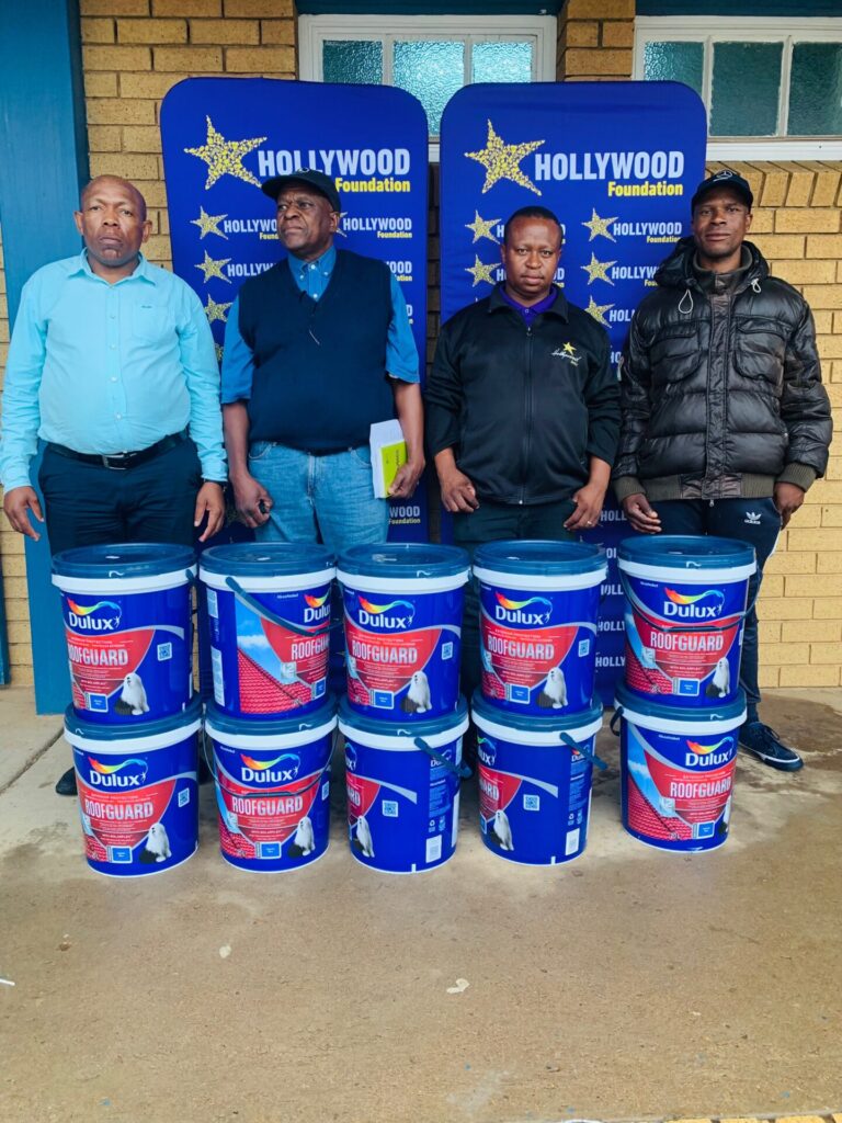 hollywoodfoundation-1. Representatives from Hollywood Foundation and Morester Primary School with the contributionMorester Primary School receives Corporate Social Investment (CSI) support from Hollywood FoundationHollywoodbets iBranch MASTER