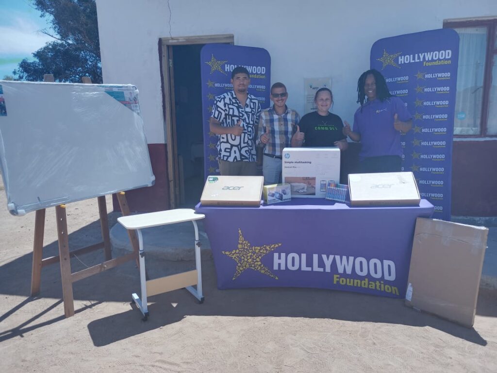 hollywoodfoundation-1. Representatives from Kamiesberg Resource Youth Club and Hollywood Foundation with the contributionCorporate Social Investment (CSI) assistance for Kamiesberg Resource Youth HubHollywoodbets iBranch MASTER