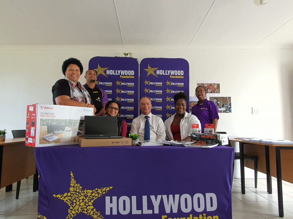 hollywoodfoundation-2. The Hollywood Foundation Team and representatives from Indigo Community Development with the contributionIndigo Community Development benefits from Corporate Social Investment (CSI) supportHollywoodbets iBranch MASTER