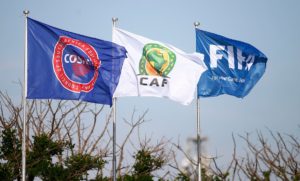 COSAFA Cup flag alongside CAF and FIFA Flags