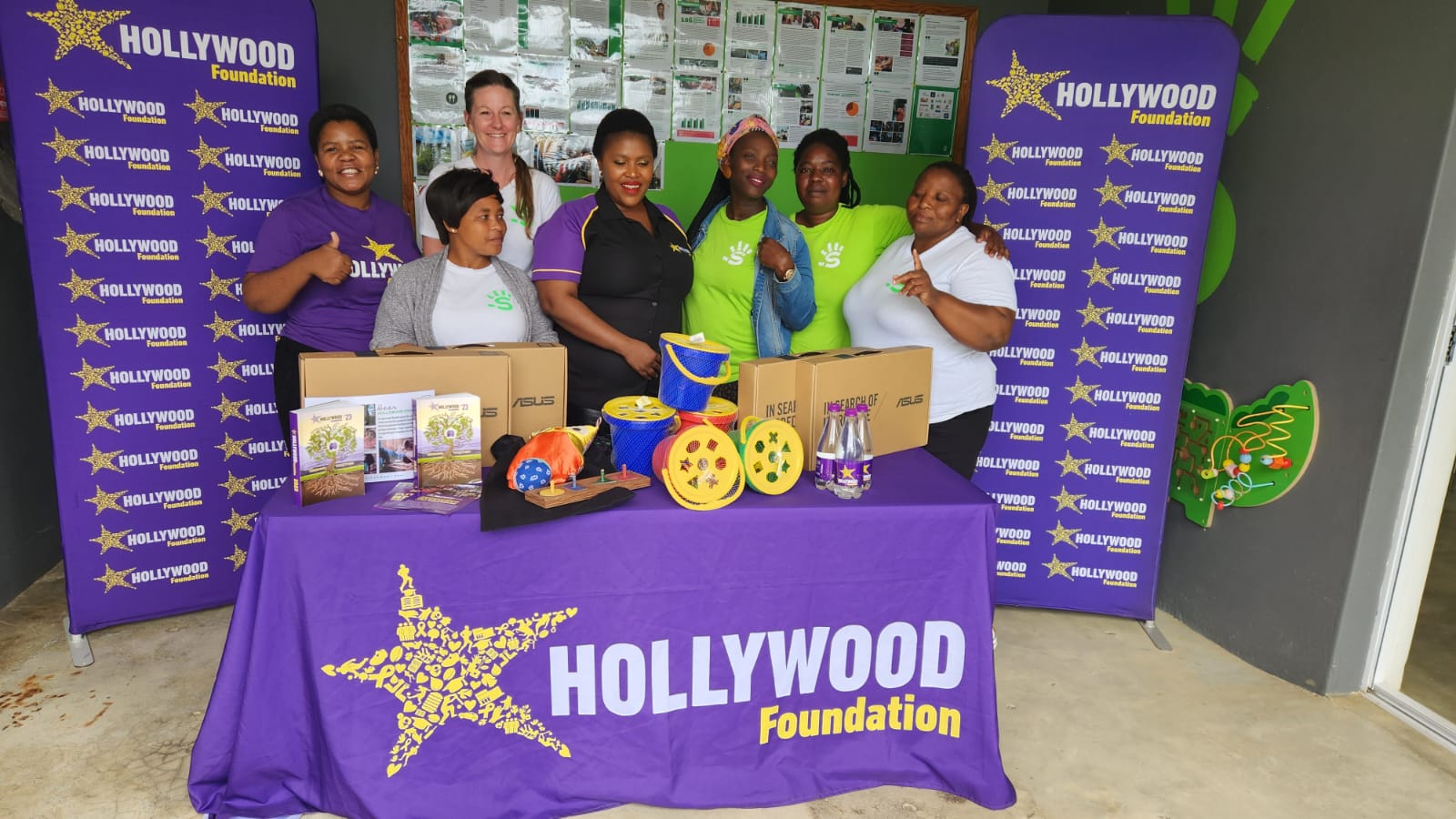 hollywoodfoundation-Elated Siyakwazi staff and HWF representativesThe Hollywood Foundation’s Corporate Social Investment (CSI) Initiative Empowers Siyakwazi Resource CentreCorporate Social Investment Programme