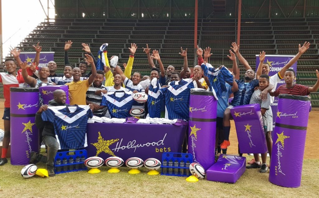 Mhluzi Rugby Club celebrating the kit sponsorship from Hollywoodbets and Phaka