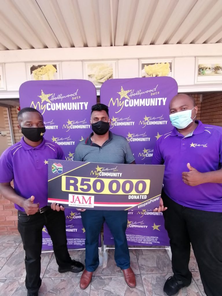 JAM SA receives their donation from Hollywoodbets HopeIsPower campaign