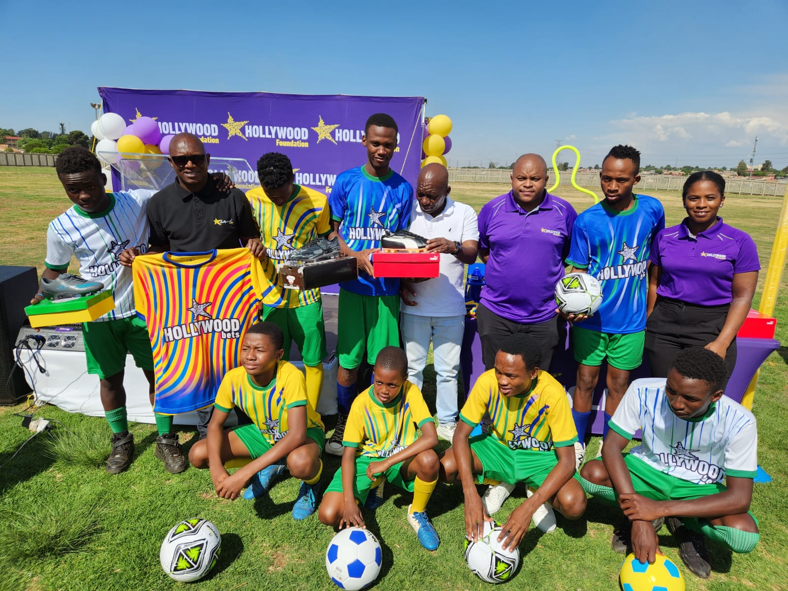 Sports kits that was handing over by the Hollywood Foundation